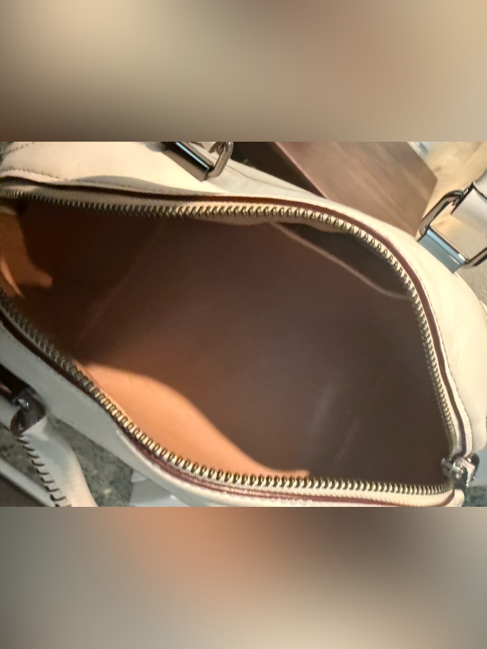 Cream Ace Leather Satchel Handbag - Picture 7 of 7